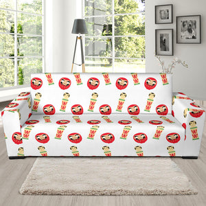 Daruma Japanese Wooden Doll Sofa Slipcover