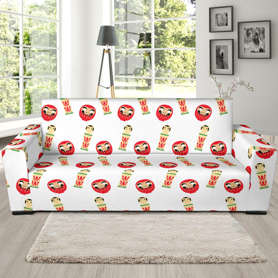 Daruma Japanese Wooden Doll Sofa Slipcover