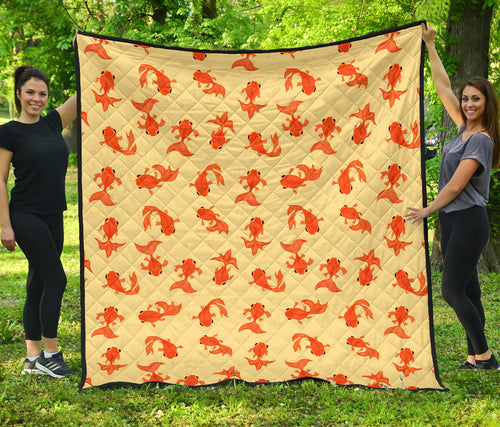 Goldfish Pattern Print Design 02 Premium Quilt