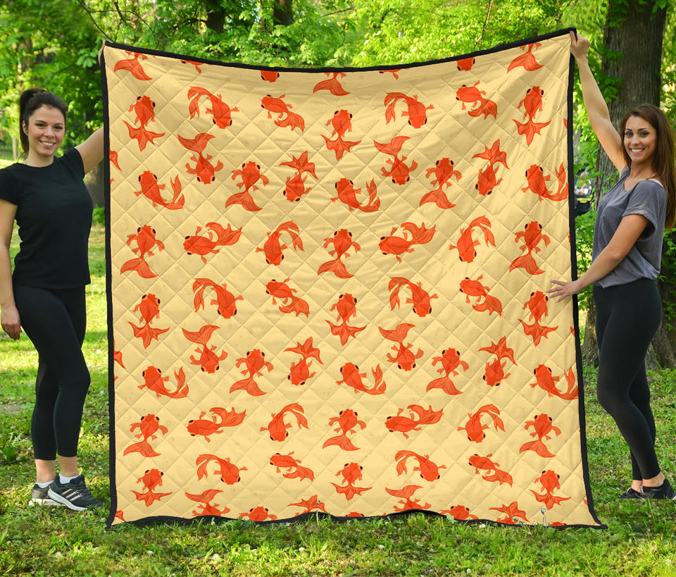 Goldfish Pattern Print Design 02 Premium Quilt