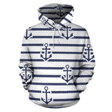 Anchor Rope Nautical  Pattern Men Women Pullover Hoodie