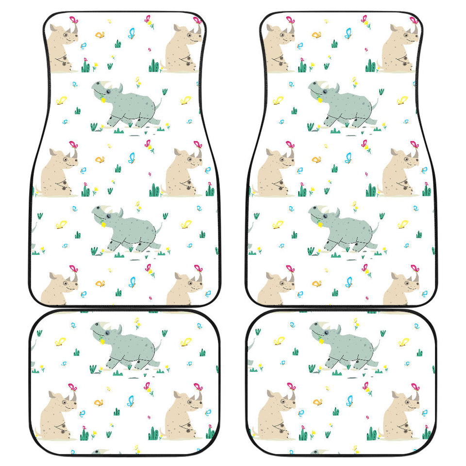 Cute Rhino Pattern Front And Back Car Mats