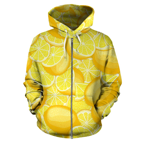 Lemon Pattern Zip Up Hoodie