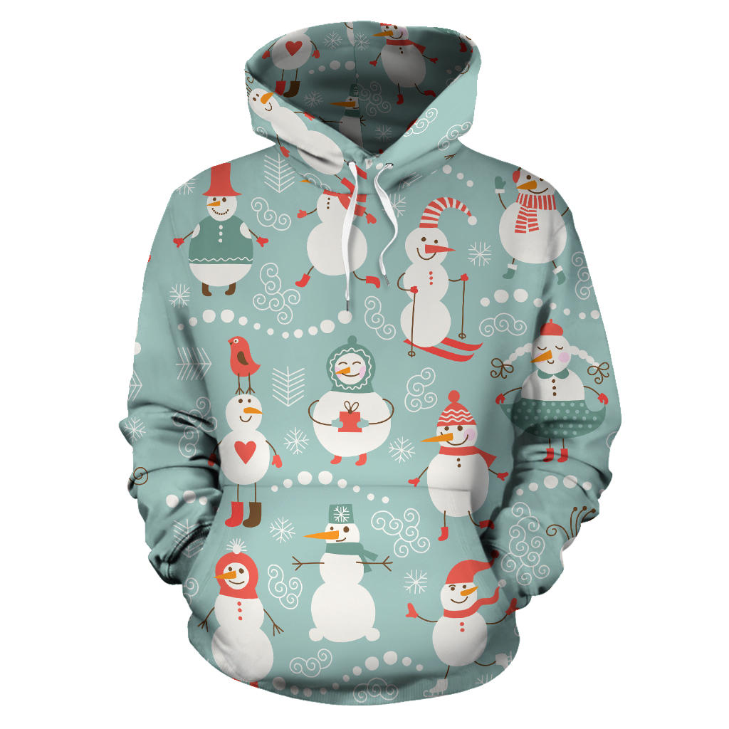 Cute Snowman Pattern Men Women Pullover Hoodie