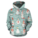 Cute Snowman Pattern Men Women Pullover Hoodie