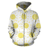 Hand Drawn Sun Pattern Zip Up Hoodie