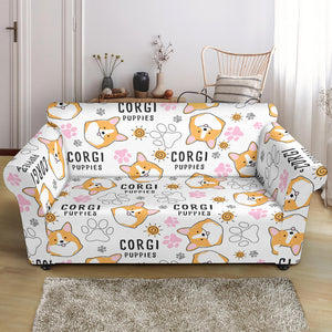 Corgi Dog Pattern Loveseat Couch Slipcover