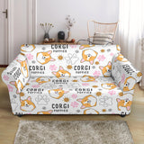 Corgi Dog Pattern Loveseat Couch Slipcover