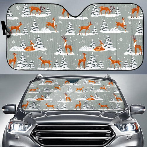 Beautiful Deers Winter Christmas Car Sun Shade