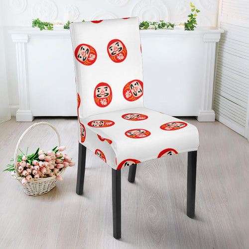Daruma Japanese Wooden Doll Pattern Dining Chair Slipcover