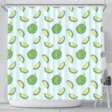 Durian Pattern Blue Background Shower Curtain Fulfilled In US