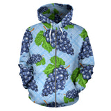 Watercolor Grape Pattern Zip Up Hoodie