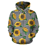 Sunflowers Ribbon Background Zip Up Hoodie