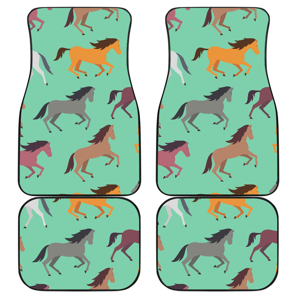 Colorful Horses Pattern Front And Back Car Mats