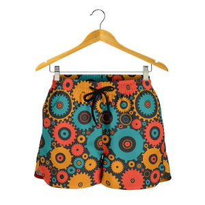 Gear Pattern Print Design 01 Women Shorts
