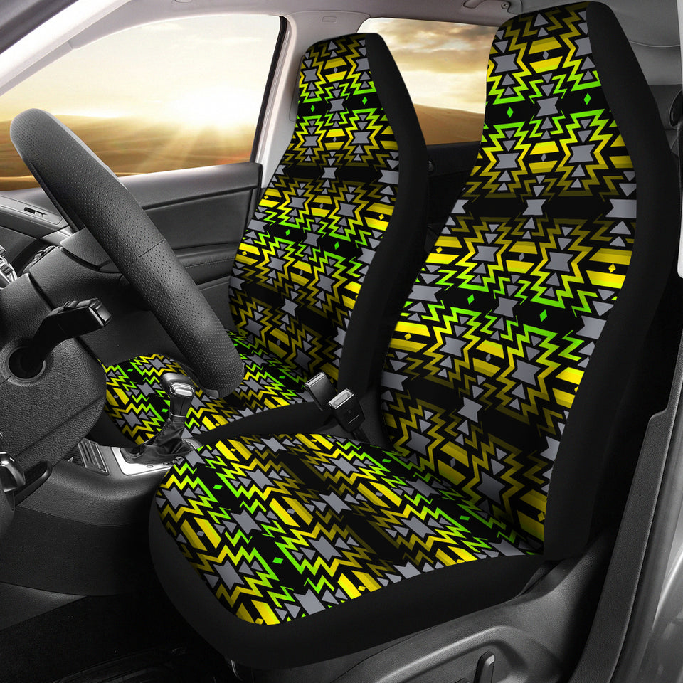 Black Fire Yellow And Green Car Seat Covers