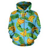 Banana Leaves Banana Design Pattern Zip Up Hoodie