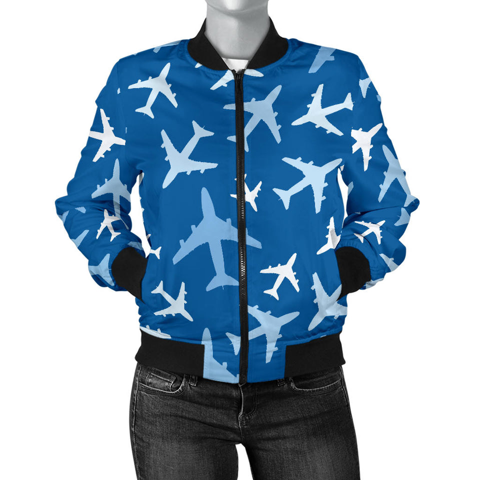 Airplane Pattern In The Sky Women'S Bomber Jacket