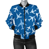 Airplane Pattern In The Sky Women'S Bomber Jacket