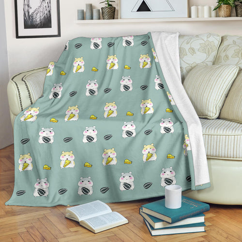 Cute Hamster Cheese Pattern Premium Blanket