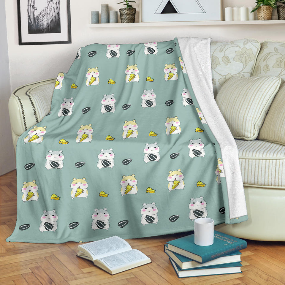 Cute Hamster Cheese Pattern Premium Blanket