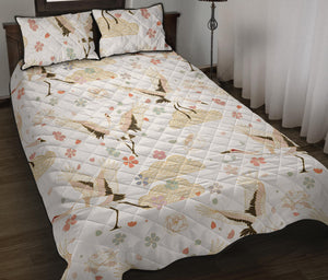 Beautiful Japanese cranes pattern Quilt Bed Set
