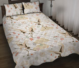 Beautiful Japanese cranes pattern Quilt Bed Set