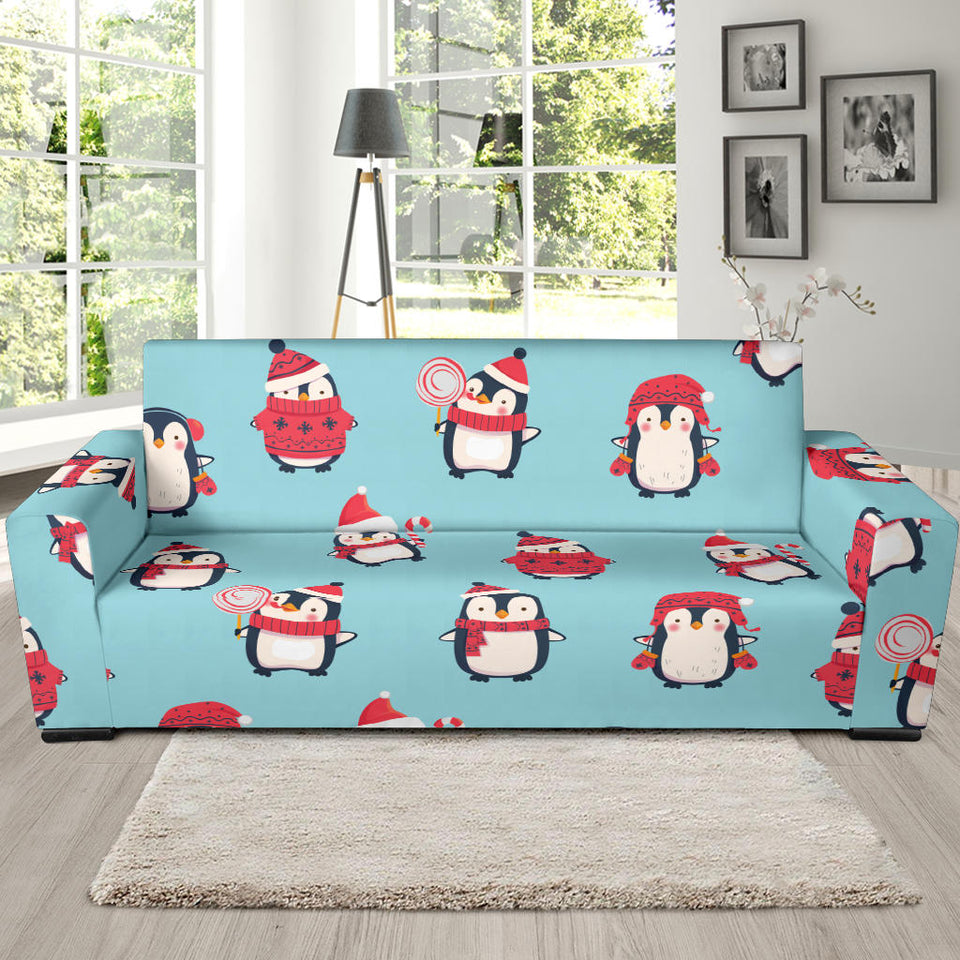 Cute Penguin Christmas  Design Pattern Sofa Slipcover