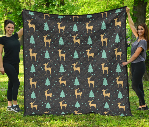 Deers Star Tree Pattern Premium Quilt