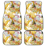 Cool Bee Honeycomb Leaves Pattern Front And Back Car Mats