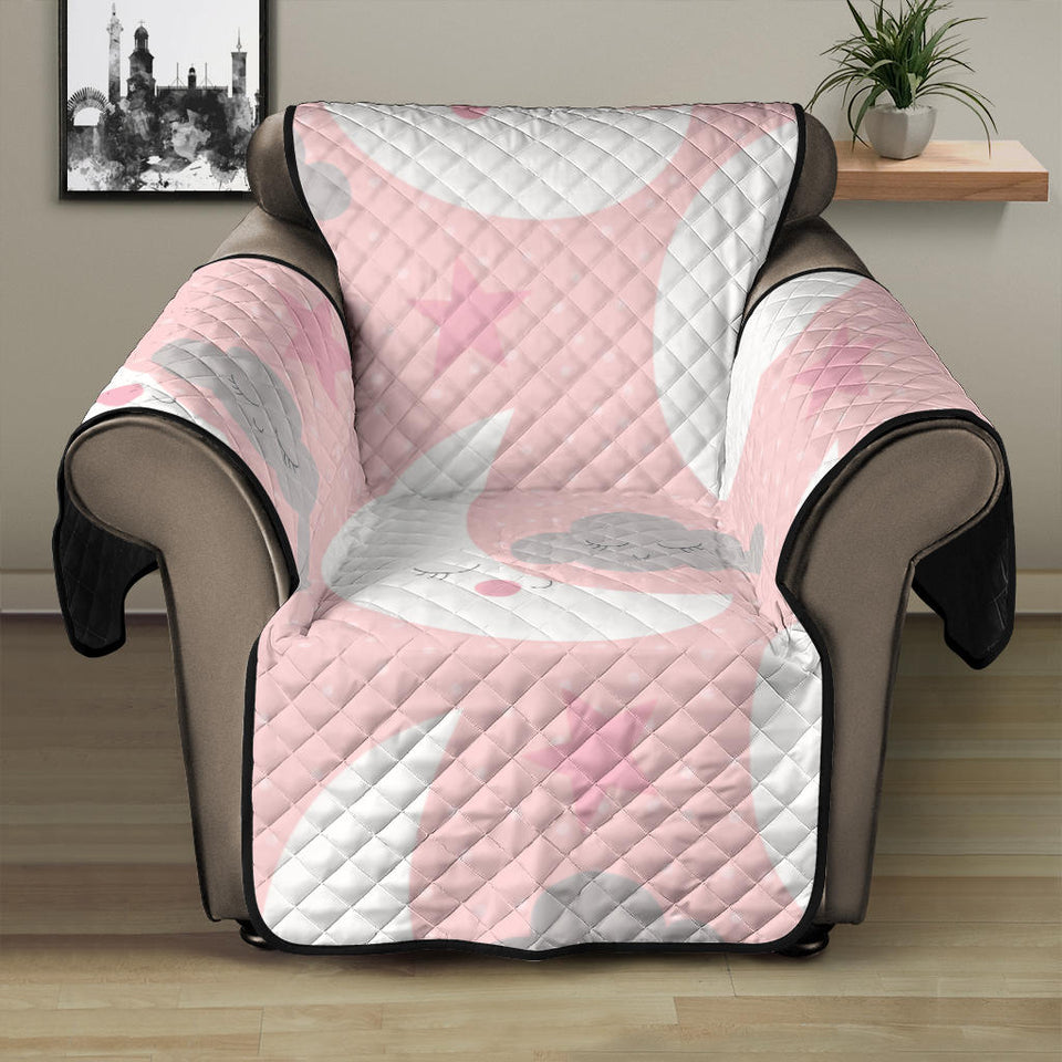 Cute moon cloud star pattern pink dot background Recliner Cover Protector