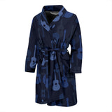 Blue Theme Guitar Pattern Men'S Bathrobe