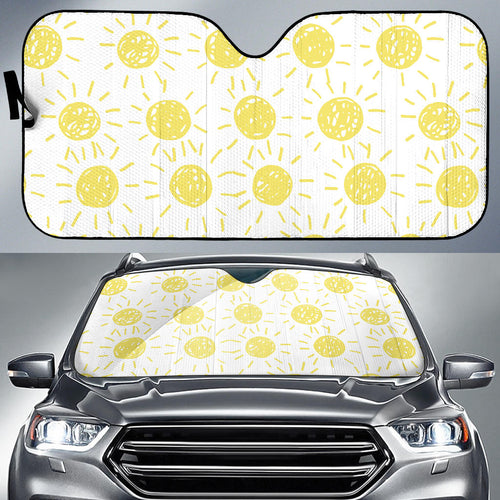 Hand Drawn Sun Pattern Car Sun Shade