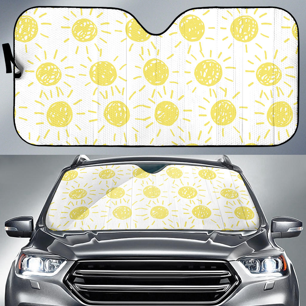 Hand Drawn Sun Pattern Car Sun Shade