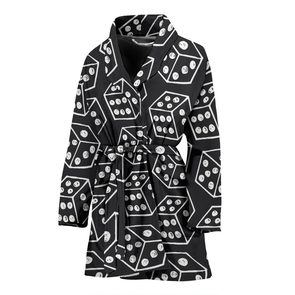 Dice Pattern Print Design 01 Women's Bathrobe