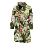 Heliconia Palm And Monstera  Leaves Pattern Men'S Bathrobe