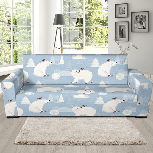 Cute Polar Bears Christmas Decoration Pattern Sofa Slipcover