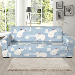 Cute Polar Bears Christmas Decoration Pattern Sofa Slipcover