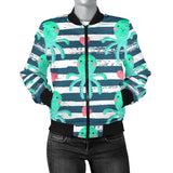 Cute Octopuses Heart Striped Background Women'S Bomber Jacket