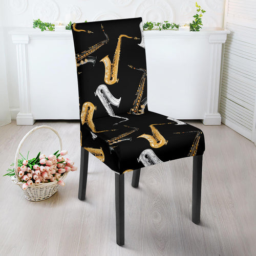 Saxophone Design Pattern Dining Chair Slipcover