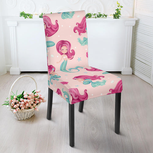 Cute Little Mermaid Pattern Dining Chair Slipcover
