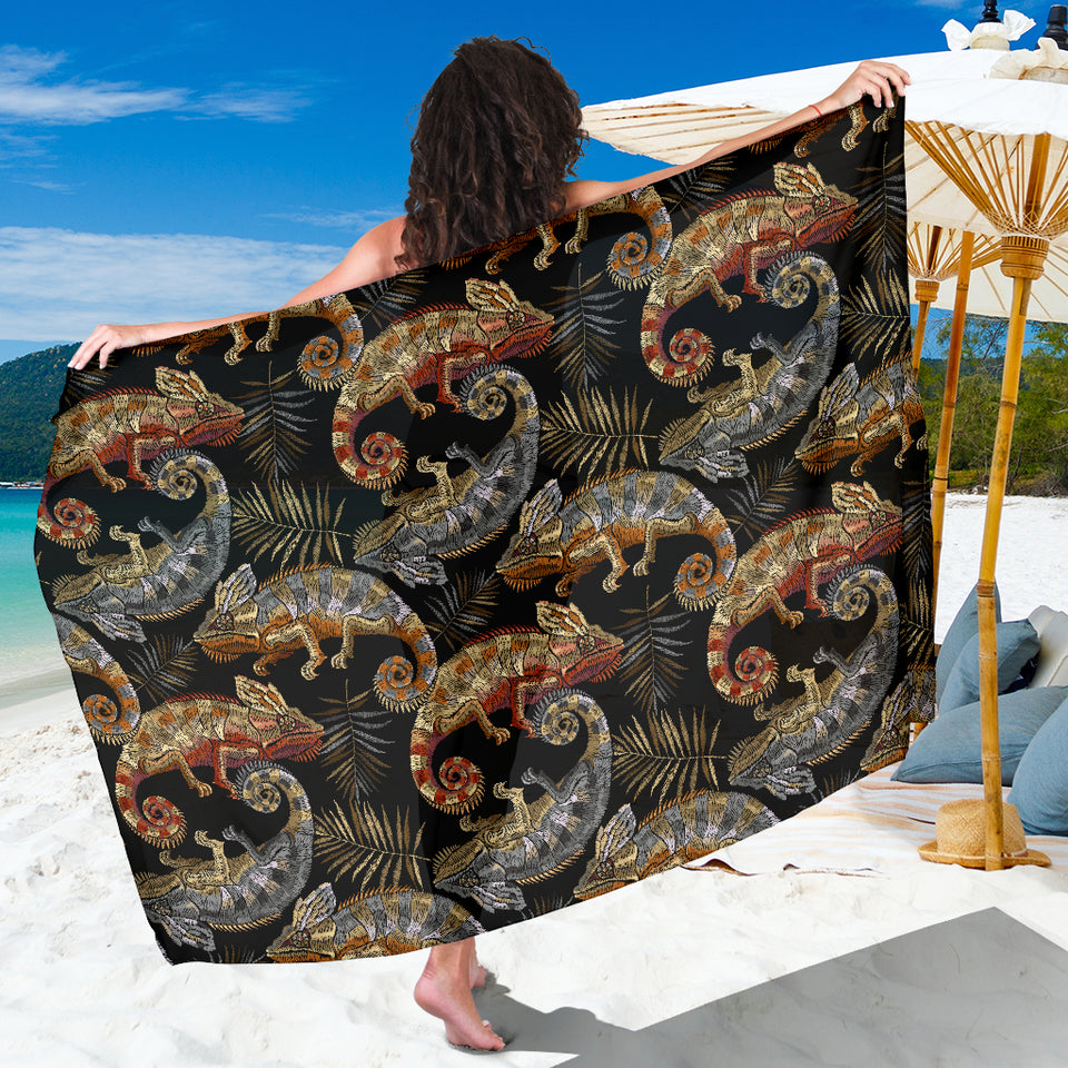 Chameleon Lizard Tropical Leaves Palm Tree Sarong