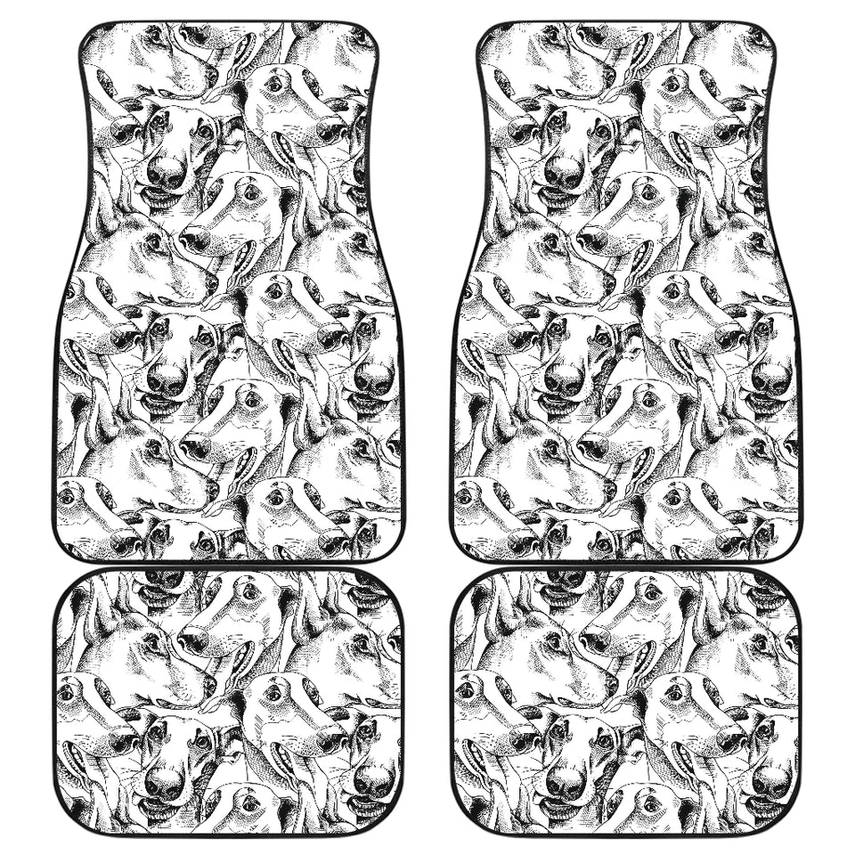 Greyhound Pattern Print Design 01 Front and Back Car Mats
