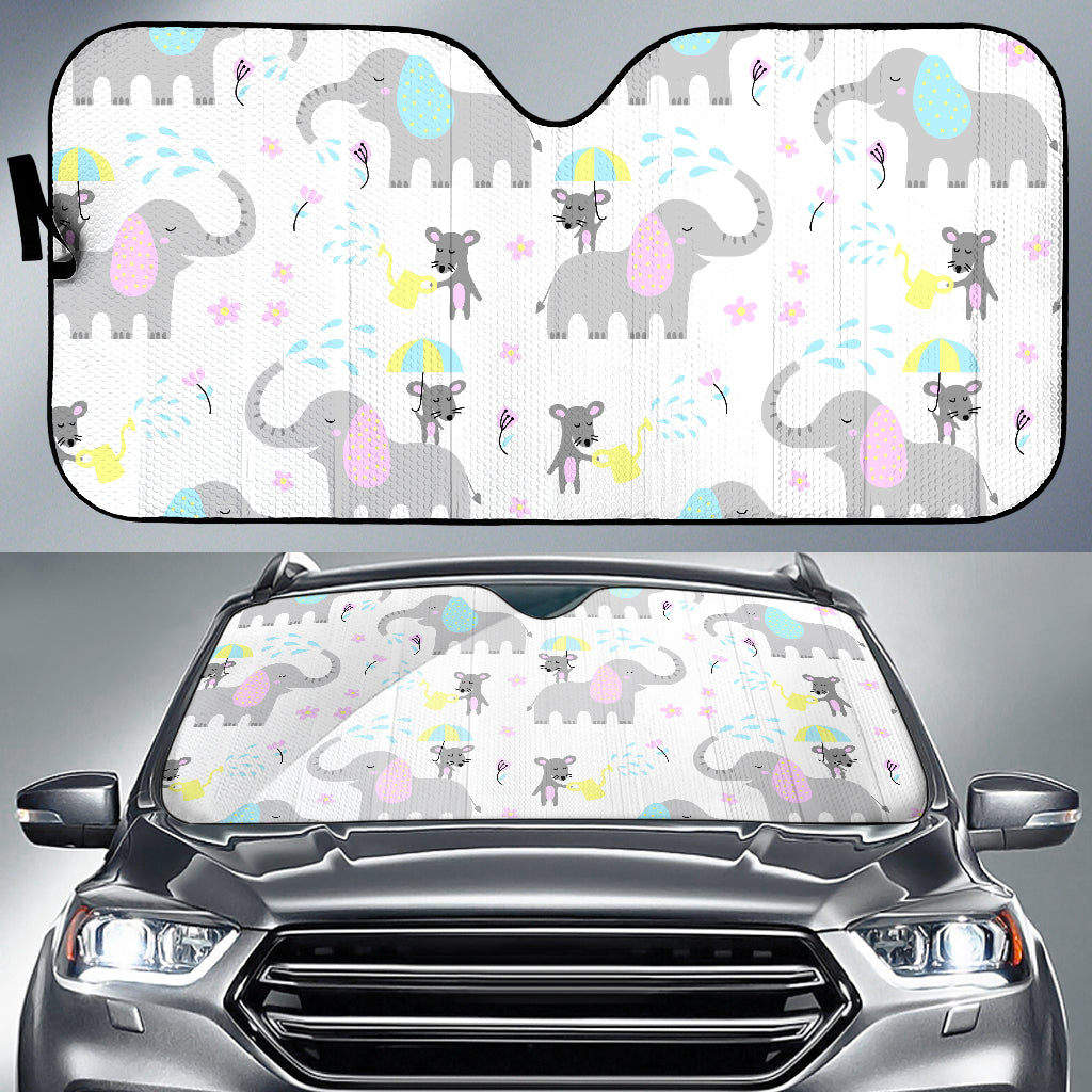 Cute Elephant Mouse Pattern Car Sun Shade