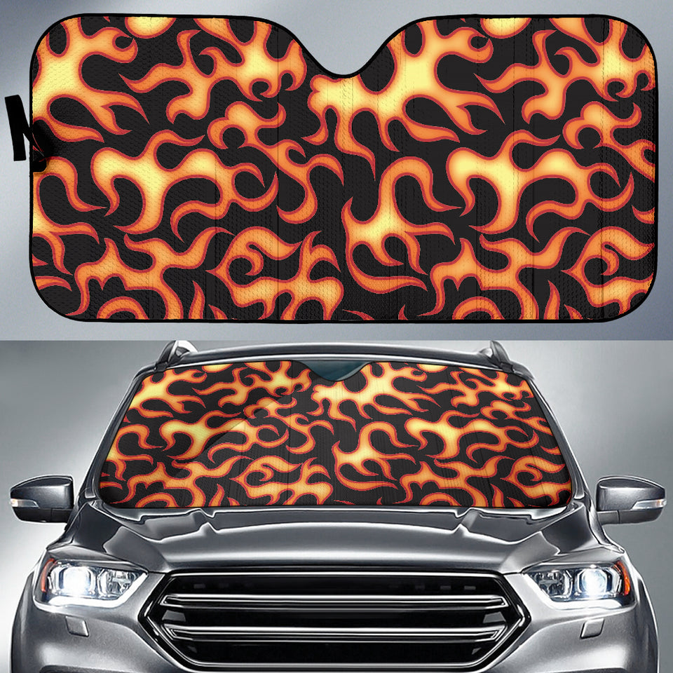 Fire Flame Dark Pattern Car Sun Shade