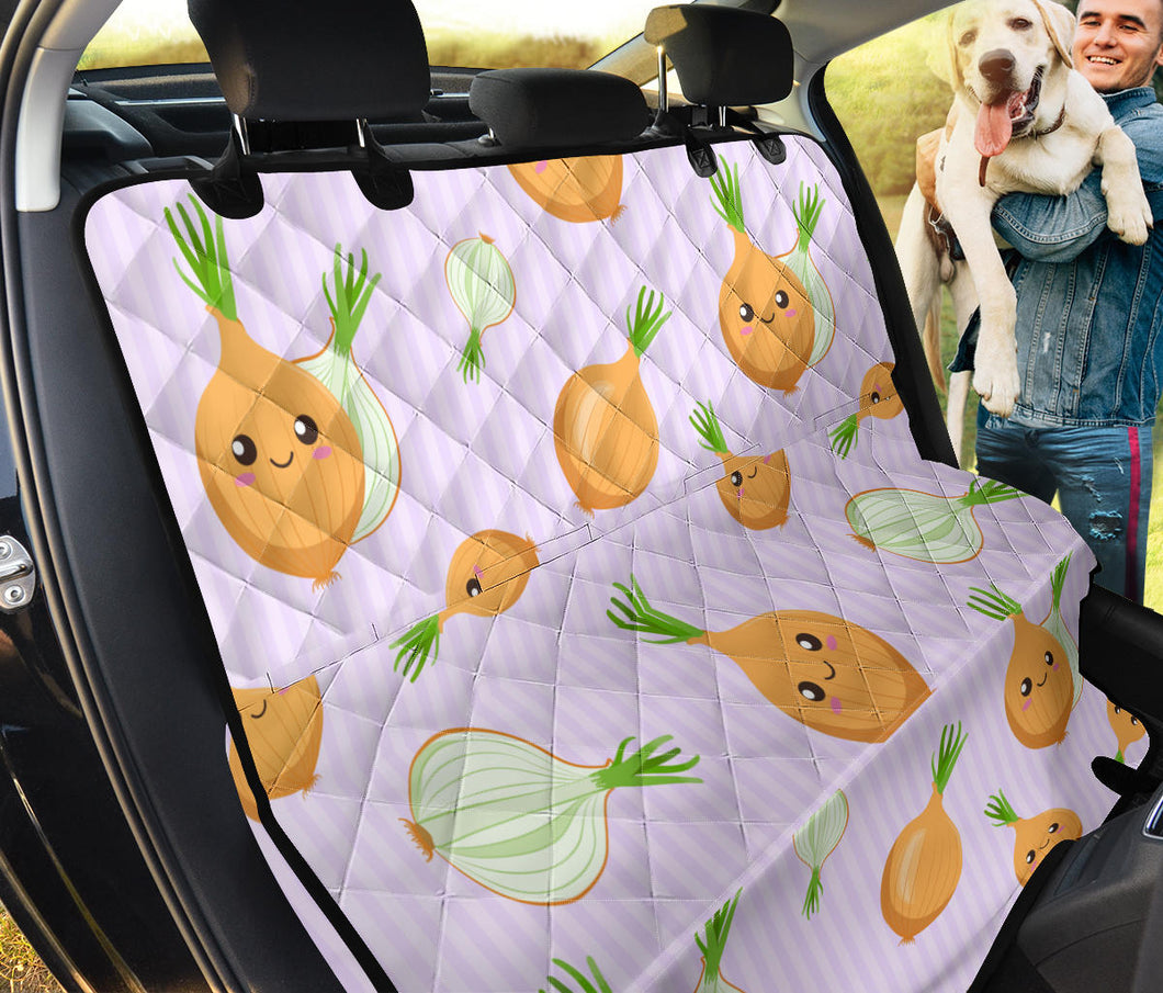 Cute Onions Smiling Faces Purple Background Dog Car Seat Covers