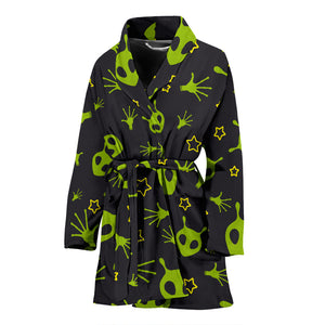 Alien Pattern Print Design 02 Women's Bathrobe