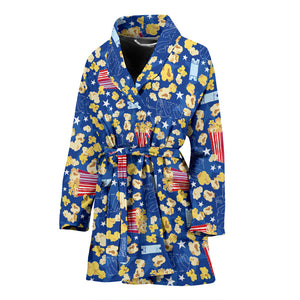 Popcorn Pattern Print Design 01 Women's Bathrobe