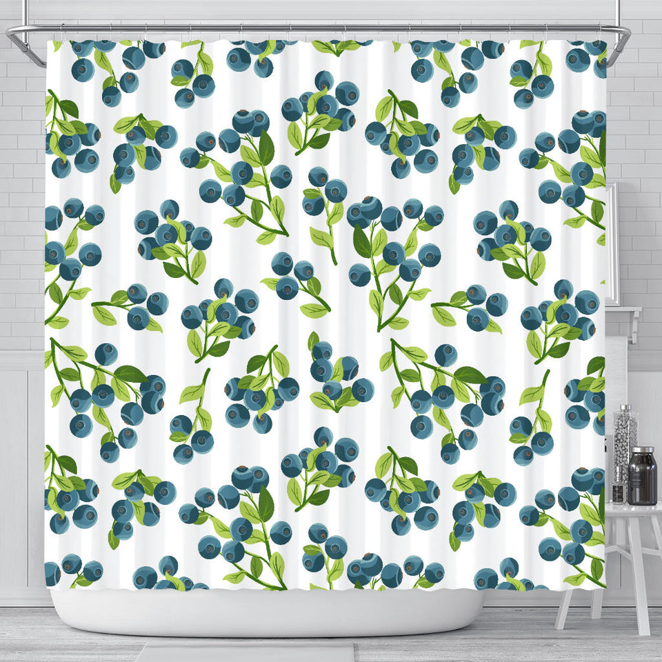 Blueberry White Background Shower Curtain Fulfilled In US