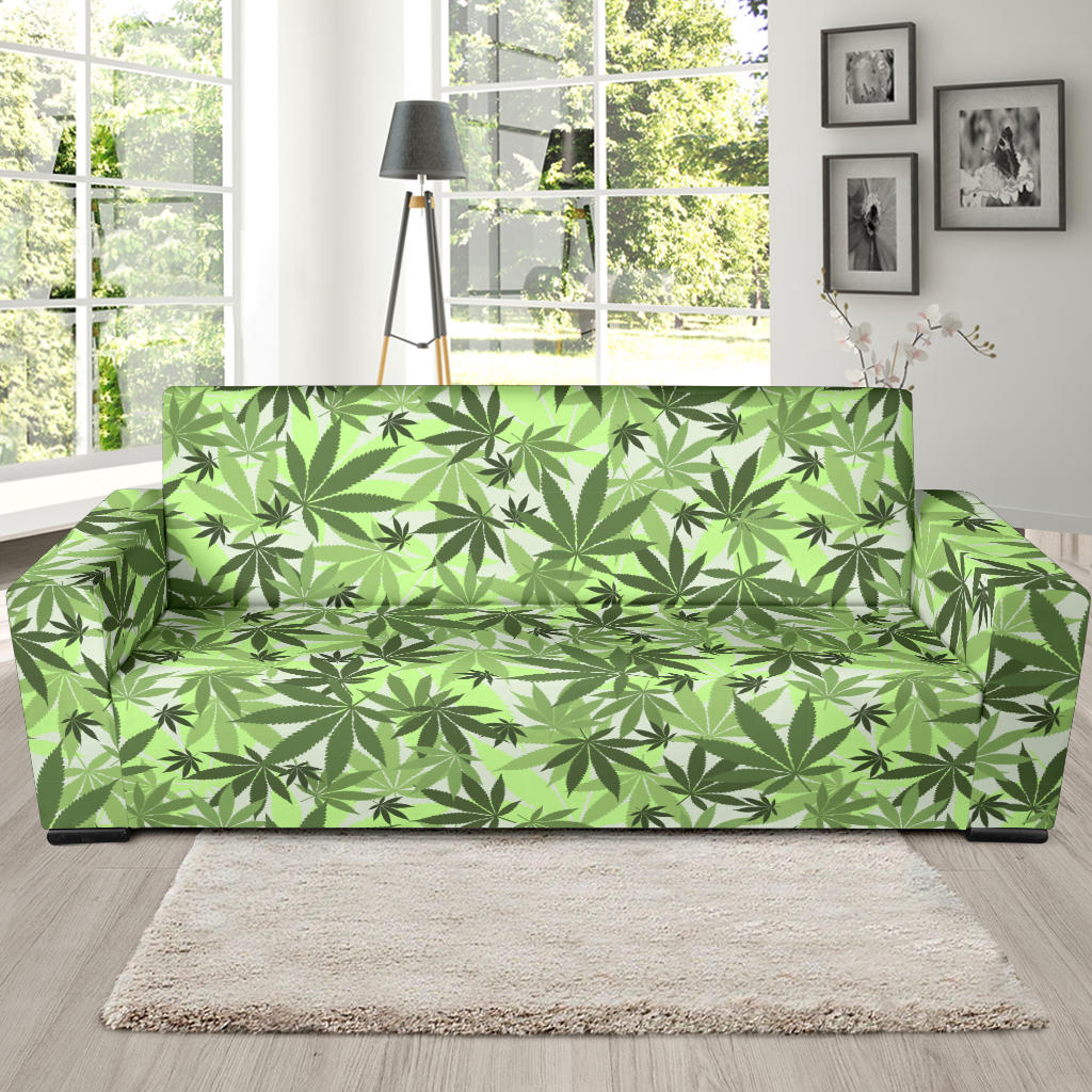 Canabis Marijuana Weed Pattern Print Design 01 Sofa Slipcover